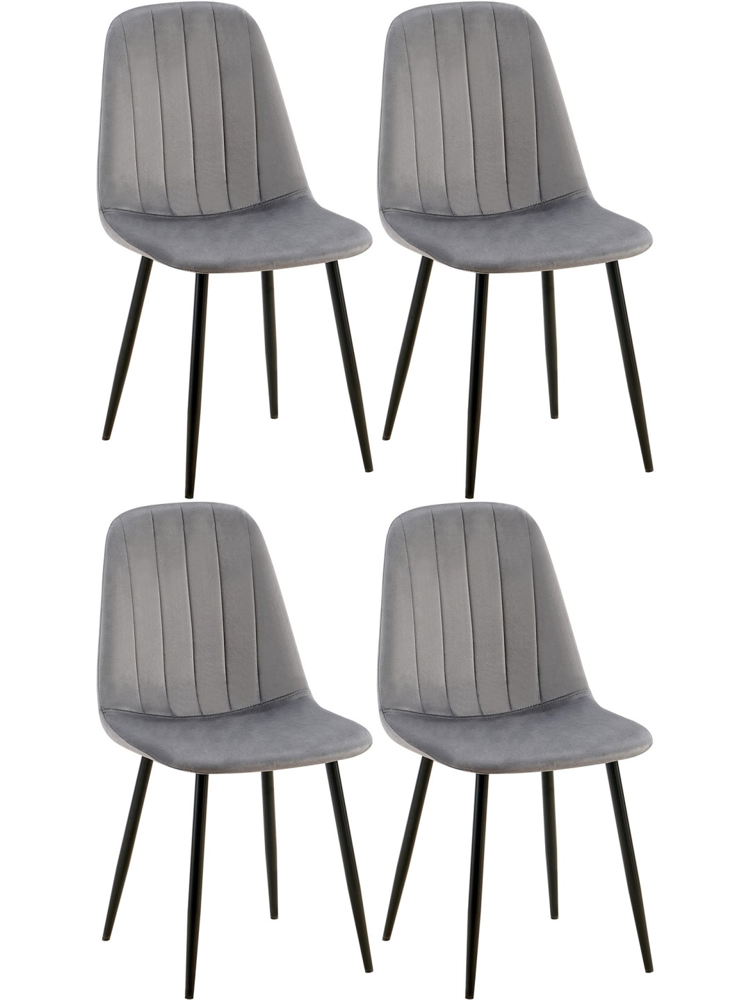 Lot de 4 chaises de salle à manger Baxter velours, gris foncé