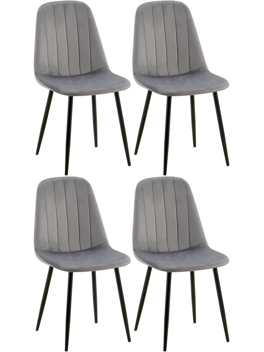 Lot de 4 chaises de salle à manger Baxter velours, gris foncé