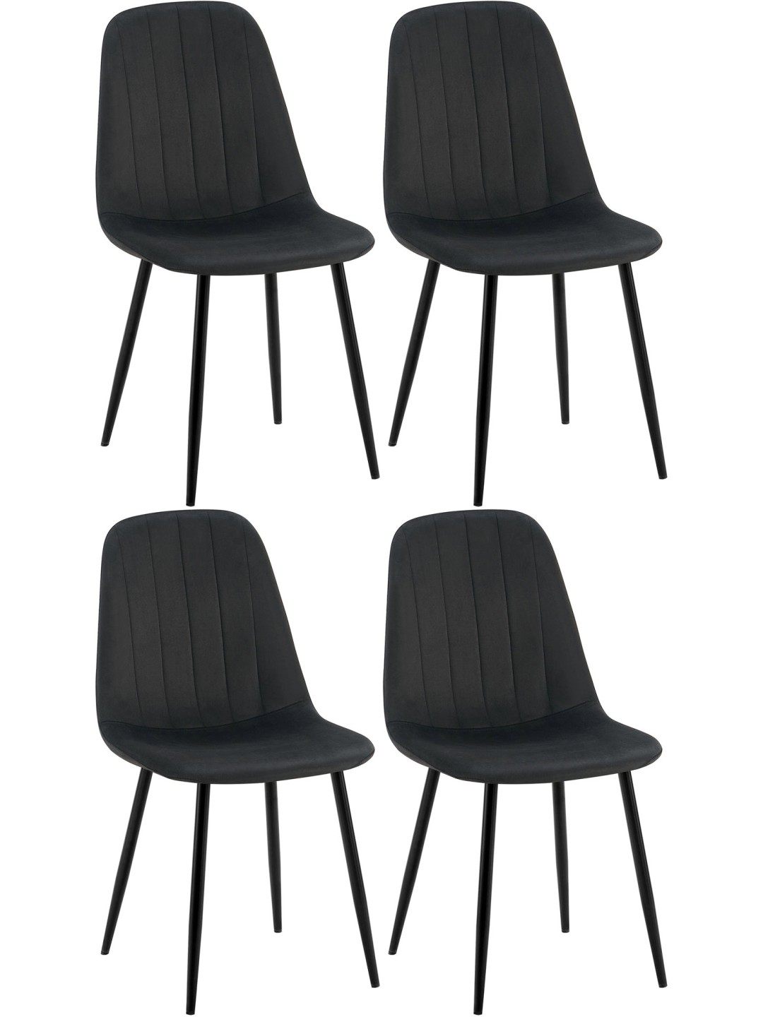 Lot de 4 chaises de salle à manger Baxter velours, noir