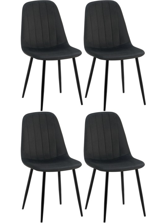 Lot de 4 chaises de salle à manger Baxter velours, noir