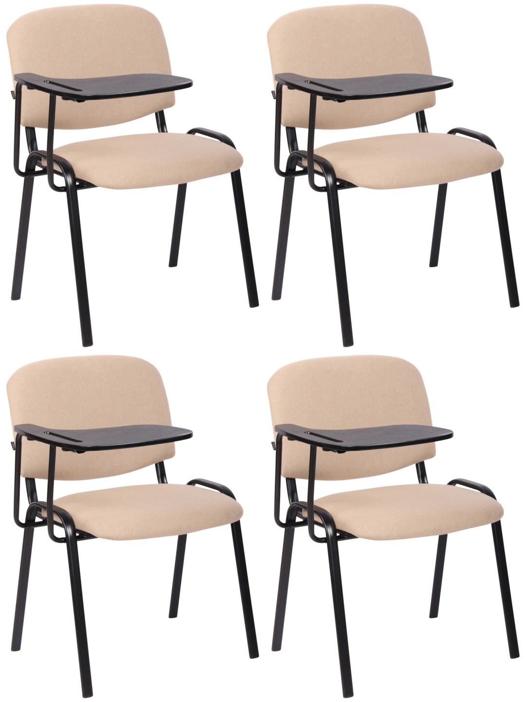 Lot de 4 chaises Ken avec table pliante en tissu, crème