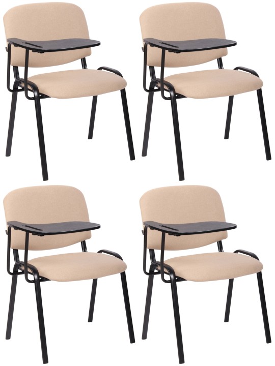 Lot de 4 chaises Ken avec table pliante en tissu, crème