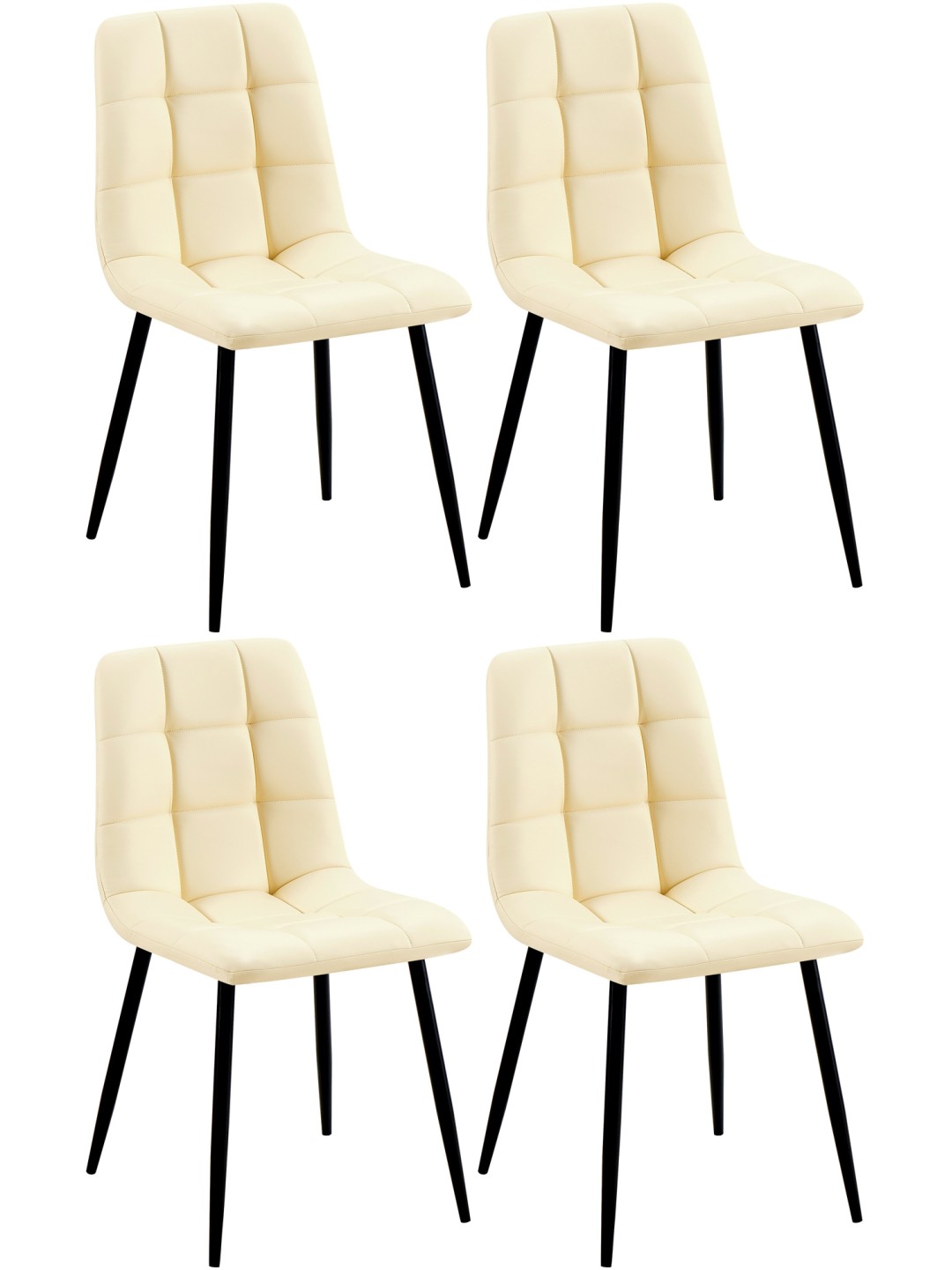Lot de 4 chaises de salle à manger Antibes simili cuir, crème
