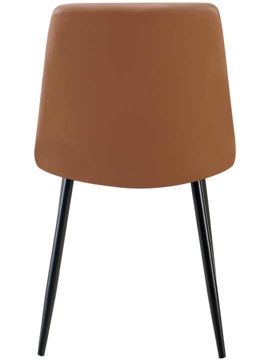 Lot de 4 chaises de salle à manger Antibes simili cuir, brun foncé