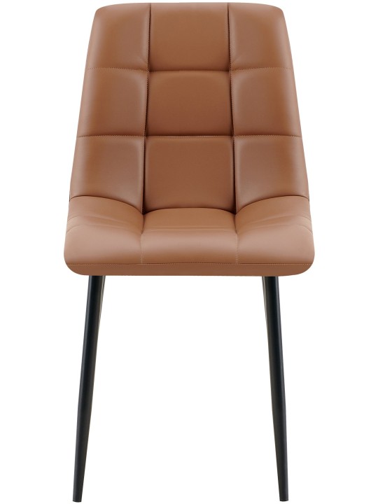 Lot de 4 chaises de salle à manger Antibes simili cuir, brun foncé