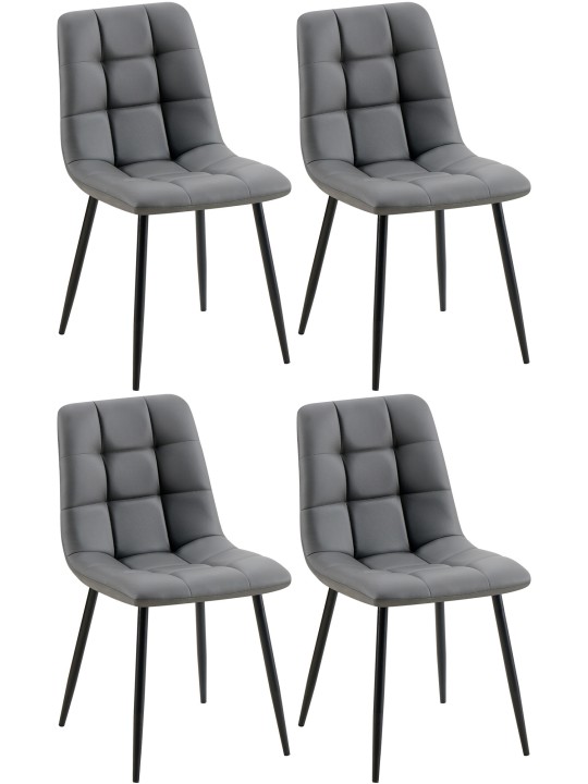 Lot de 4 chaises de salle à manger Antibes simili cuir, gris foncé Lot de 4 chaises de salle à manger Antibes simili cuir, gris foncé