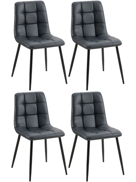 Lot de 4 chaises de salle à manger Antibes simili cuir, noir Lot de 4 chaises de salle à manger Antibes simili cuir, noir