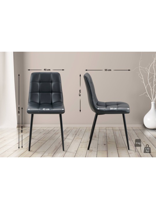 Lot de 4 chaises de salle à manger Antibes simili cuir, noir Lot de 4 chaises de salle à manger Antibes simili cuir, noir