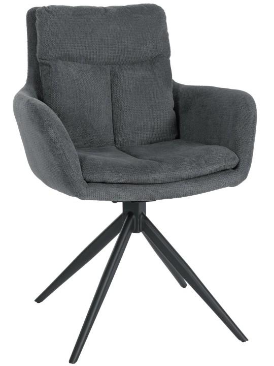 Chaise de salle à manger Vilas tissu, gris foncé
