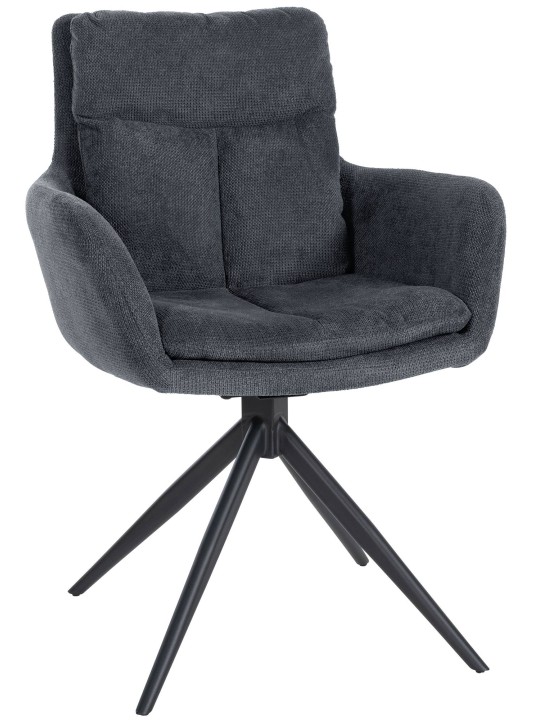 Chaise de salle à manger Vilas tissu, noir