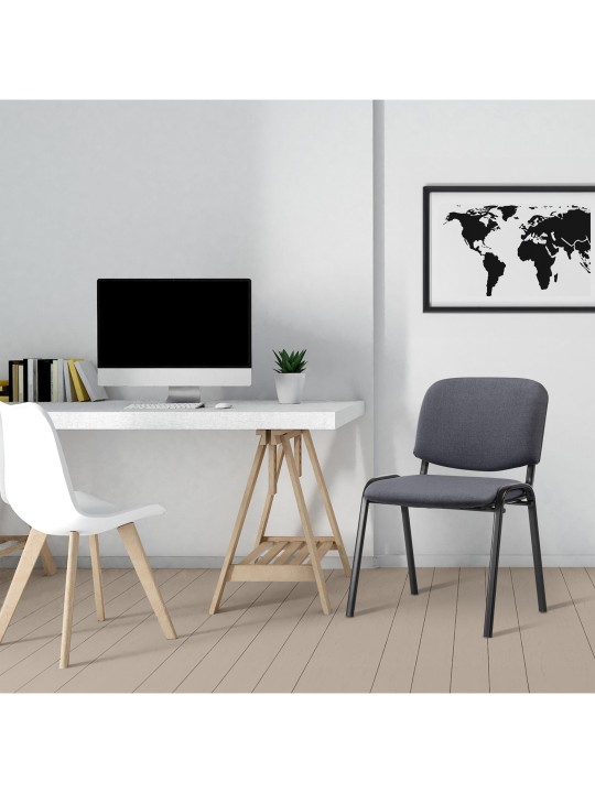 Chaise visiteur Ken tissu, gris