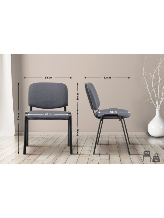 Chaise visiteur Ken tissu, gris
