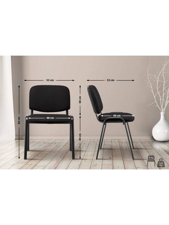 Chaise visiteur Ken tissu, noir
