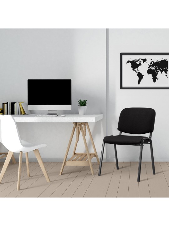 Chaise visiteur Ken tissu, noir