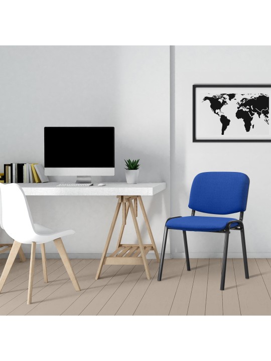 Chaise visiteur Ken tissu, bleu