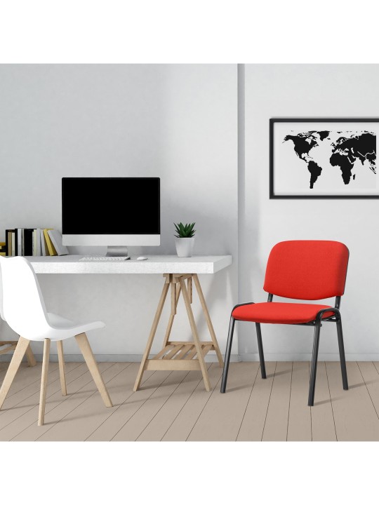 Chaise visiteur Ken tissu, rouge