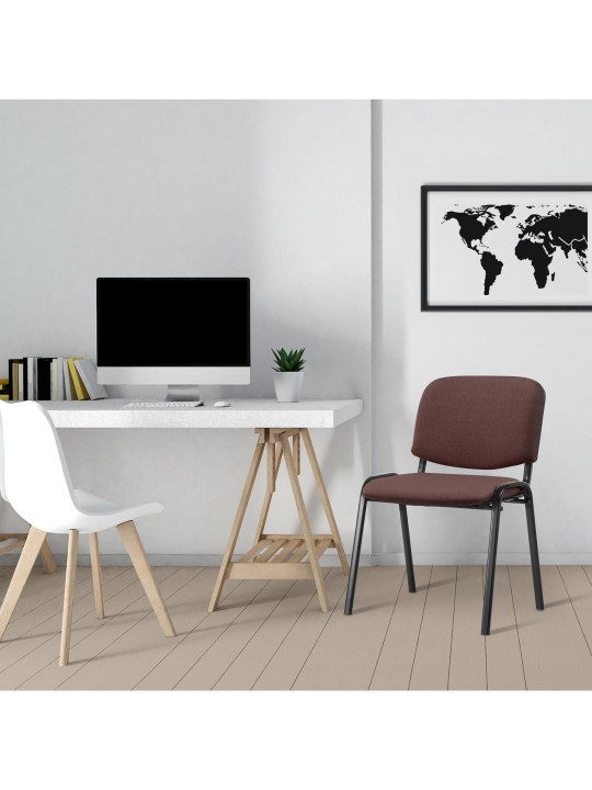 Chaise visiteur Ken tissu, brun