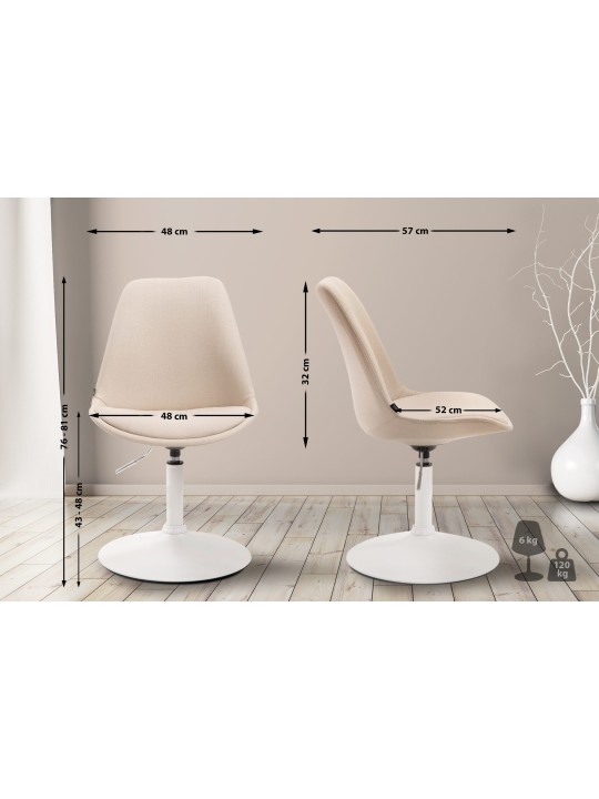 Chaise Maverick W tissu, crème