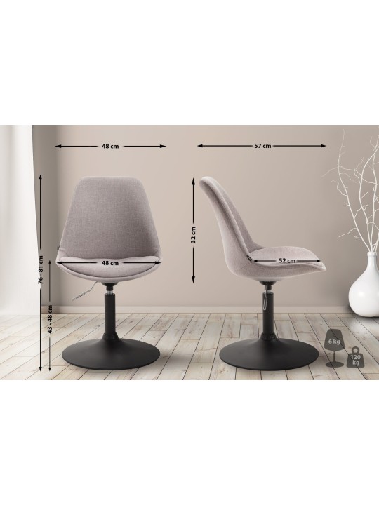 Chaise Maverick B en tissu, gris