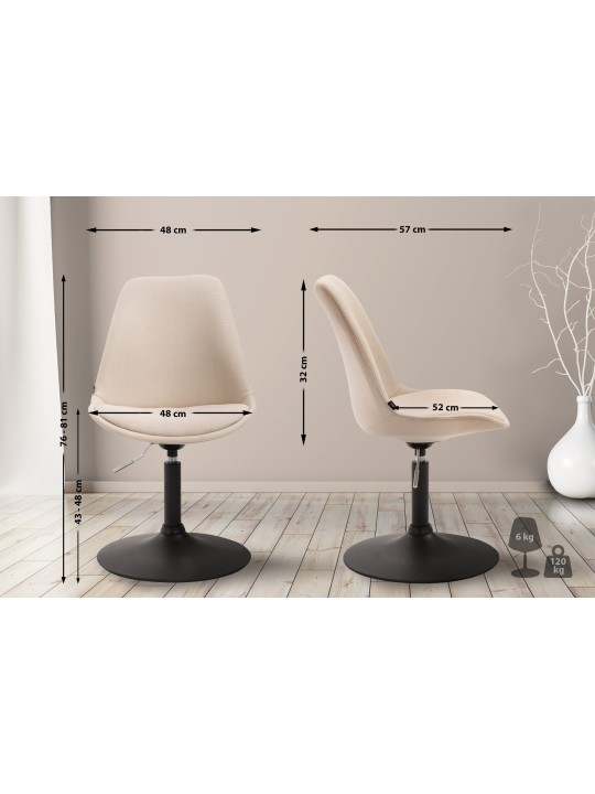 Chaise Maverick B en tissu, crème