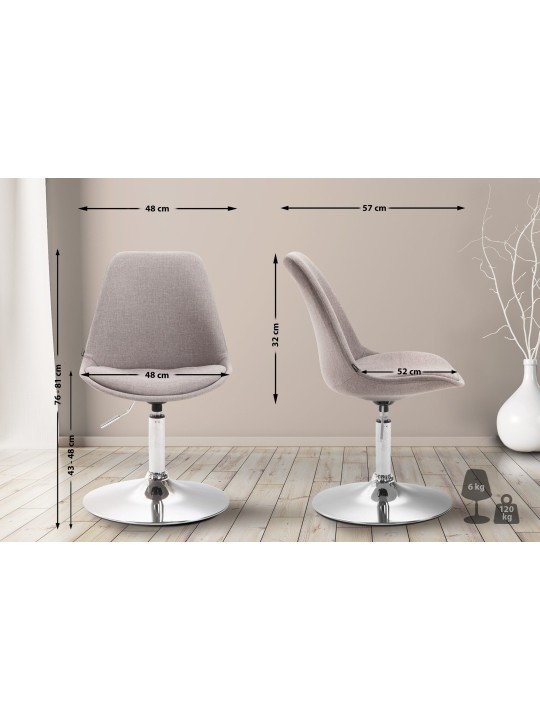 Chaise Maverick C en tissu, gris