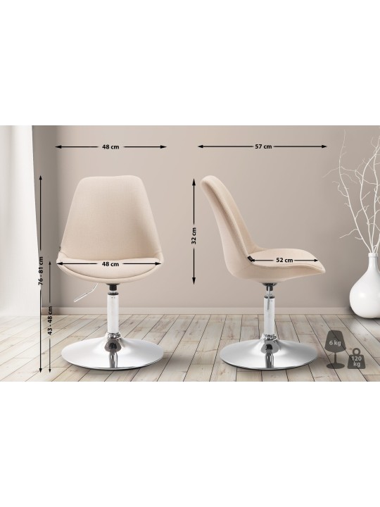 Chaise Maverick C en tissu, crème