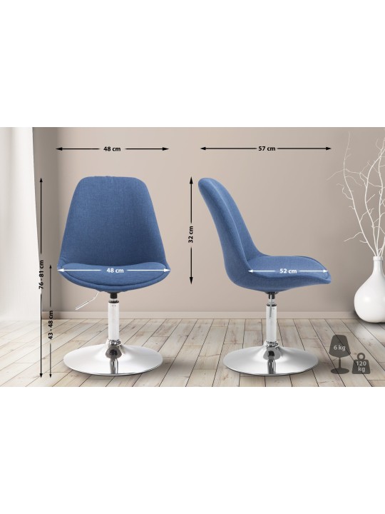 Chaise Maverick C en tissu, bleu