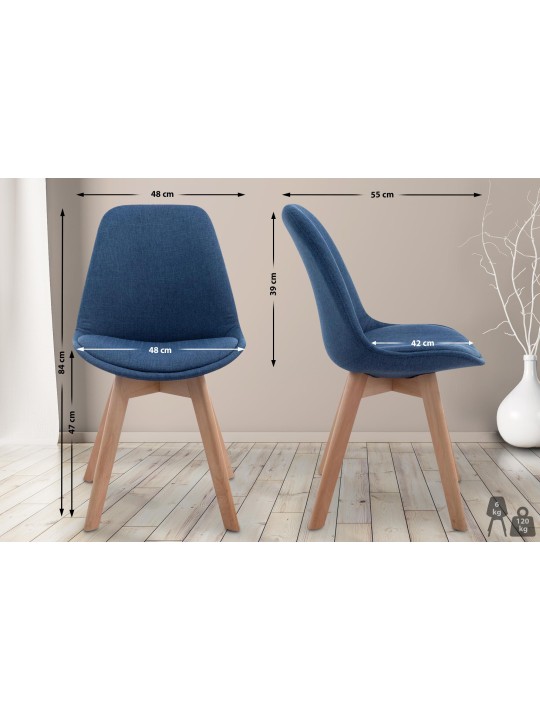 Chaise visiteur Borneo V2 Natura tissu, bleu
