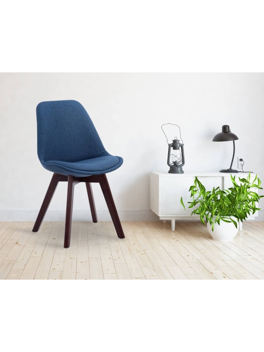 Chaise visiteur Borneo V2 tissu noyer, bleu