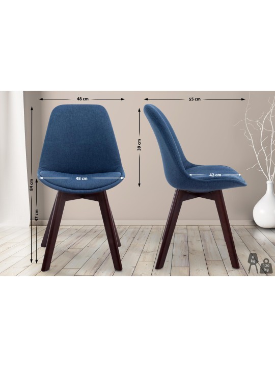 Chaise visiteur Borneo V2 tissu noyer, bleu