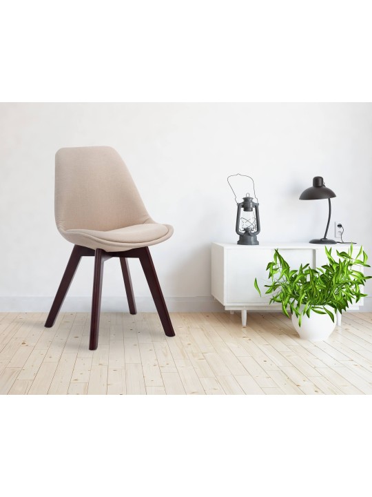 Chaise visiteur Borneo V2 tissu noyer, crème