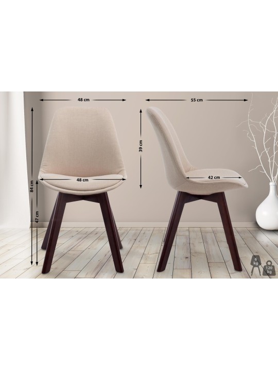 Chaise visiteur Borneo V2 tissu noyer, crème