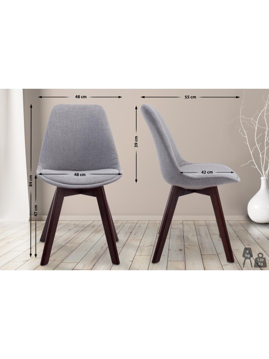 Chaise visiteur Borneo V2 tissu noyer, gris