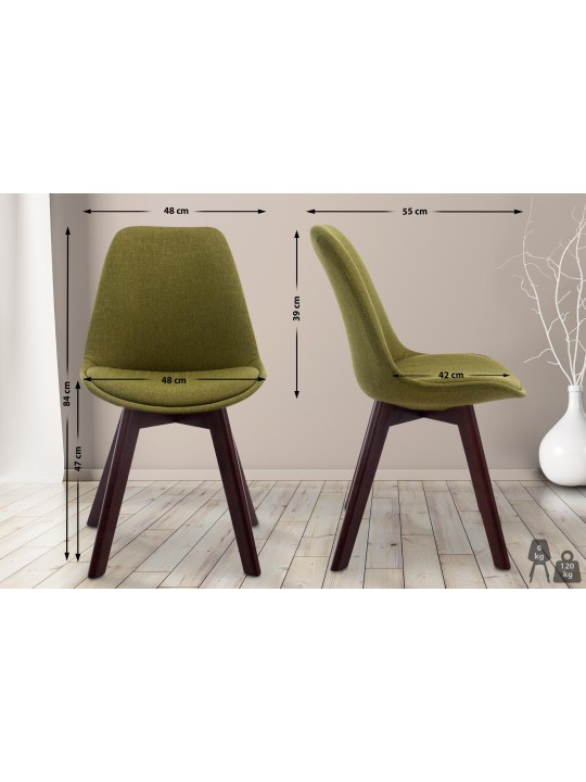 Chaise visiteur Borneo V2 tissu noyer, vert