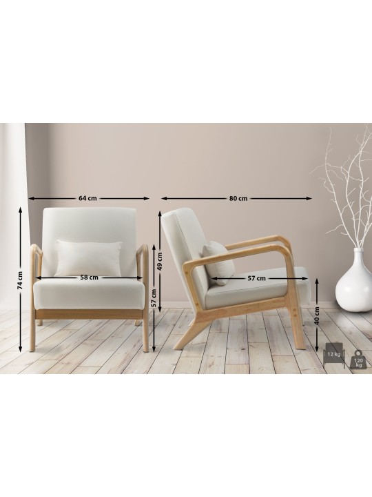 Fauteuil Hibbing tissu, crème Fauteuil Hibbing tissu, crème