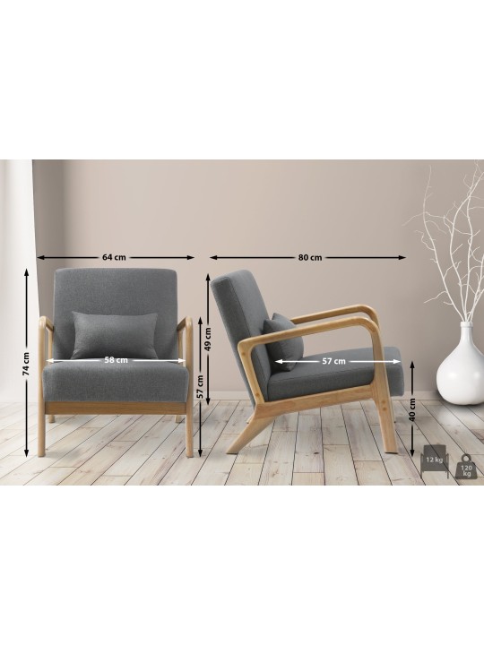 Fauteuil Hibbing tissu, gris clair