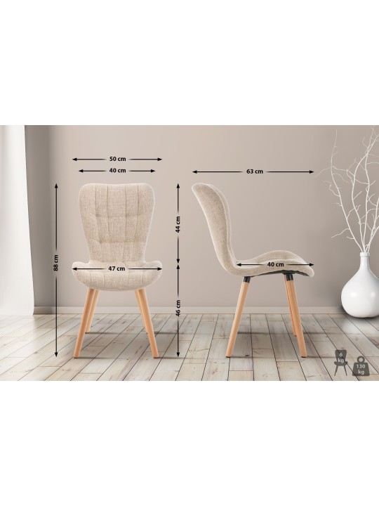 Lot de 2 chaises Elda tissu, crème Lot de 2 chaises Elda tissu, crème