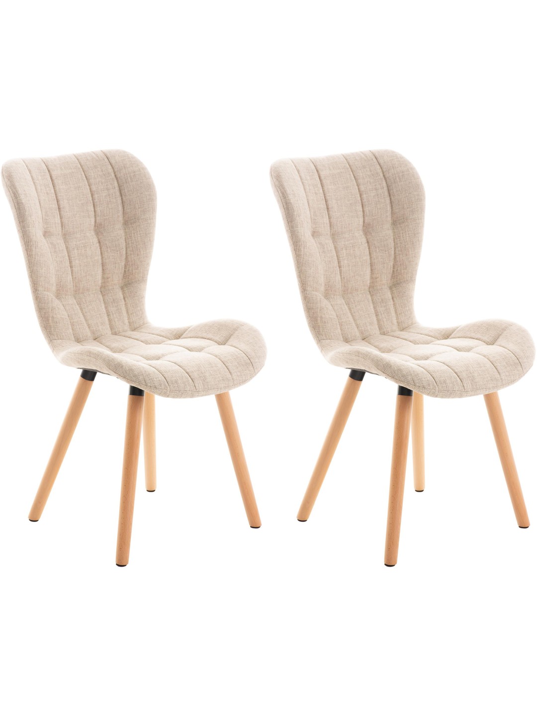 Lot de 2 chaises Elda tissu, crème