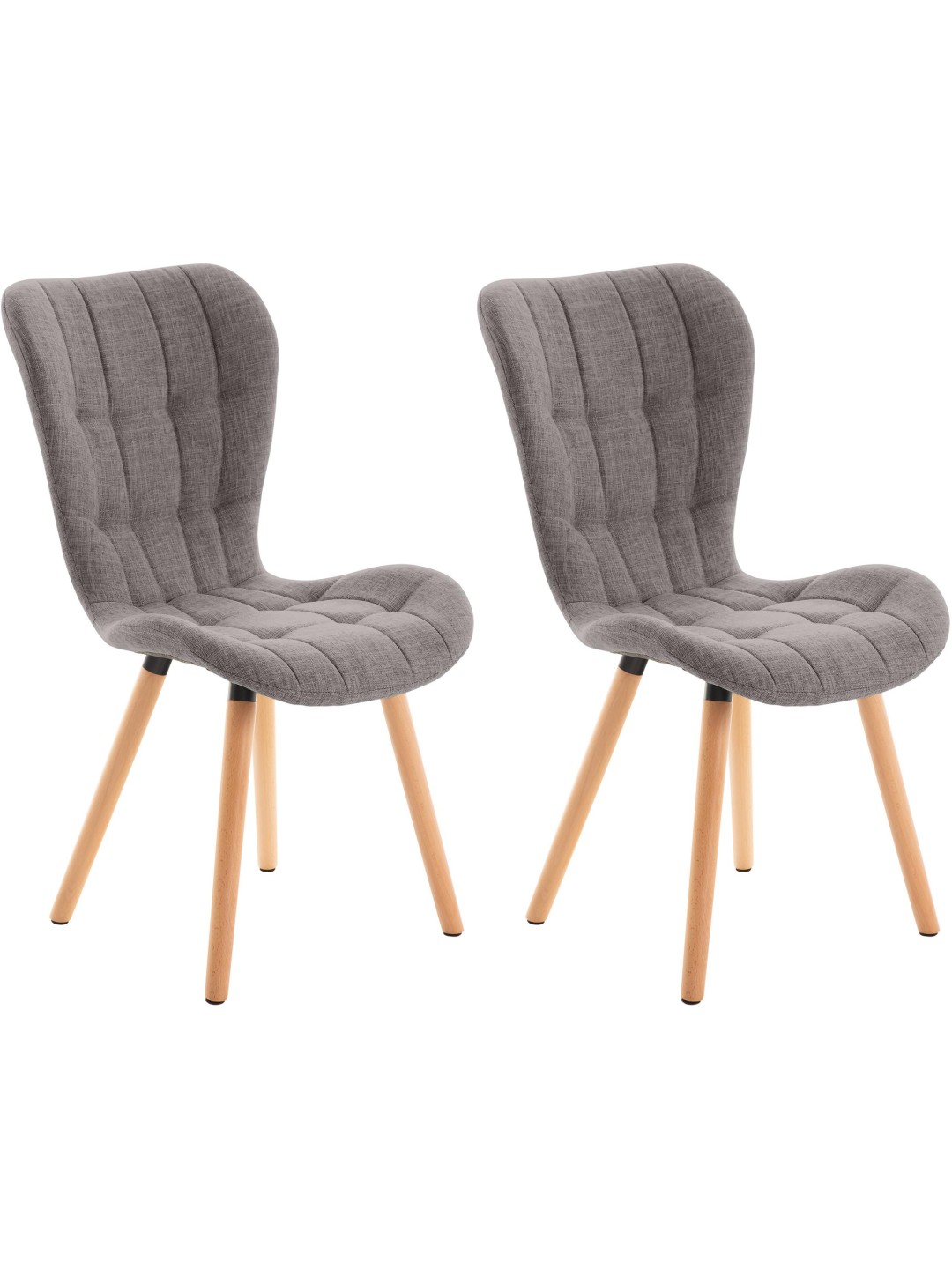Lot de 2 chaises Elda tissu, gris clair