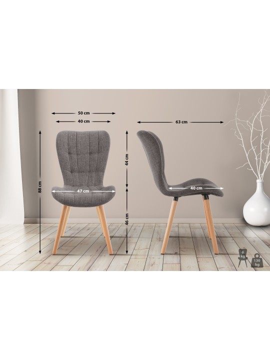 Lot de 2 chaises Elda tissu, gris clair Lot de 2 chaises Elda tissu, gris clair