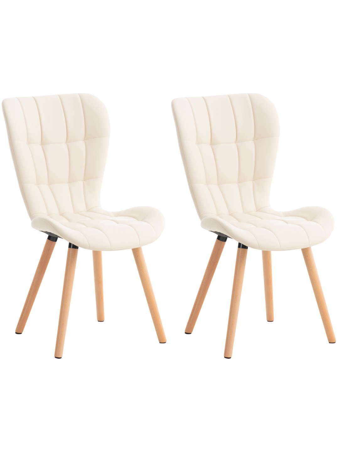 Lot de 2 chaises Elda simili cuir, crème