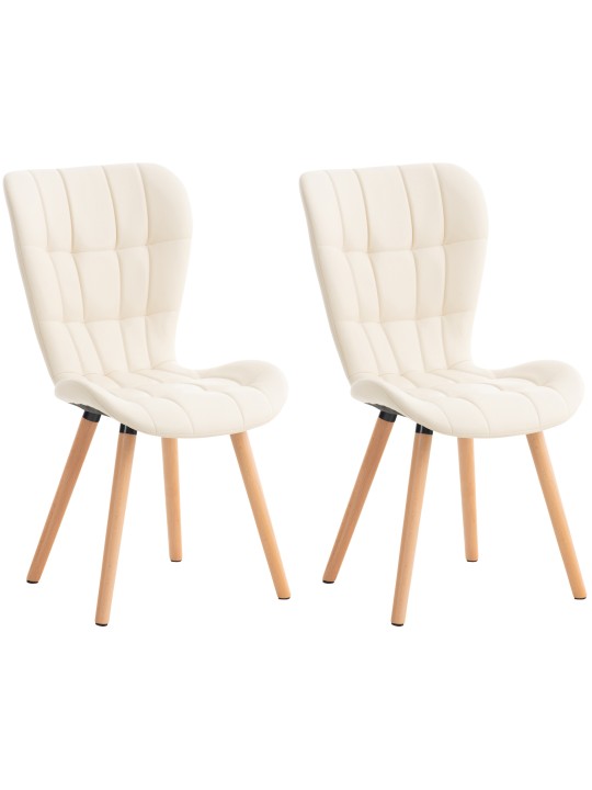 Lot de 2 chaises Elda simili cuir, crème Lot de 2 chaises Elda simili cuir, crème