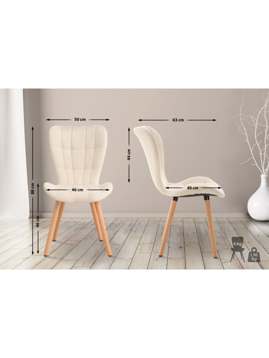 Lot de 2 chaises Elda simili cuir, crème Lot de 2 chaises Elda simili cuir, crème