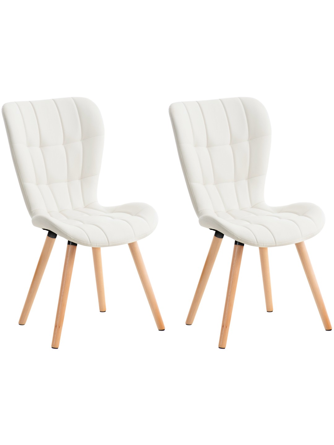 Lot de 2 chaises Elda simili cuir, blanc