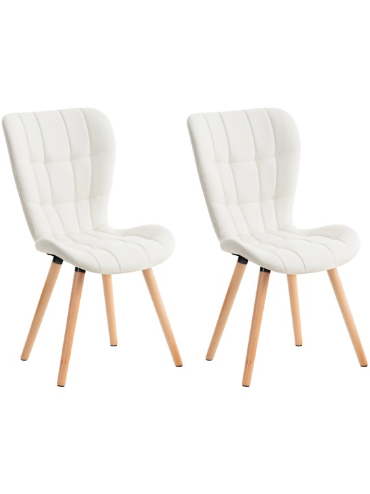 Lot de 2 chaises Elda simili cuir, blanc