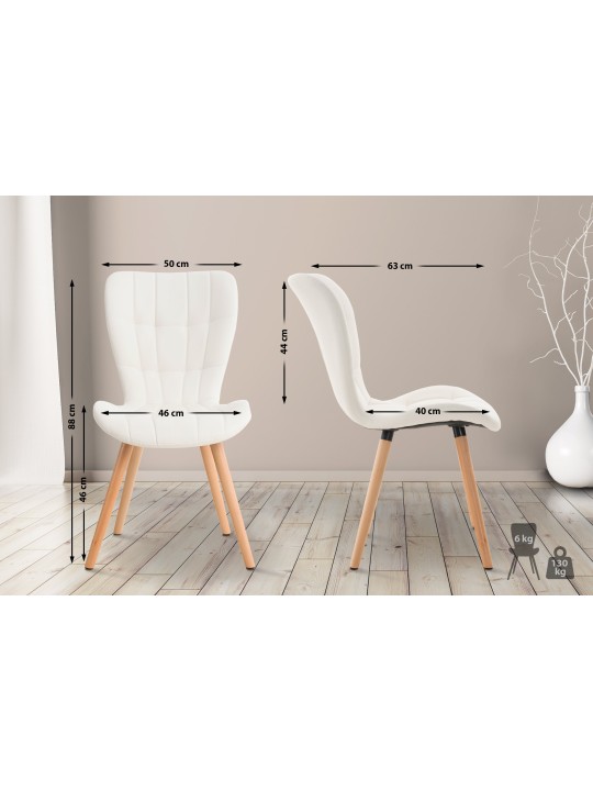 Lot de 2 chaises Elda simili cuir, blanc