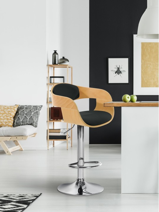 Tabouret de bar Kingston C, naturel/noir