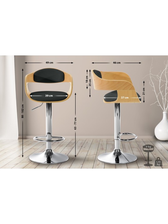 Tabouret de bar Kingston C, naturel/noir