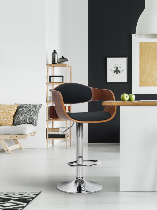 Tabouret de bar Kingston C, noyer/noir