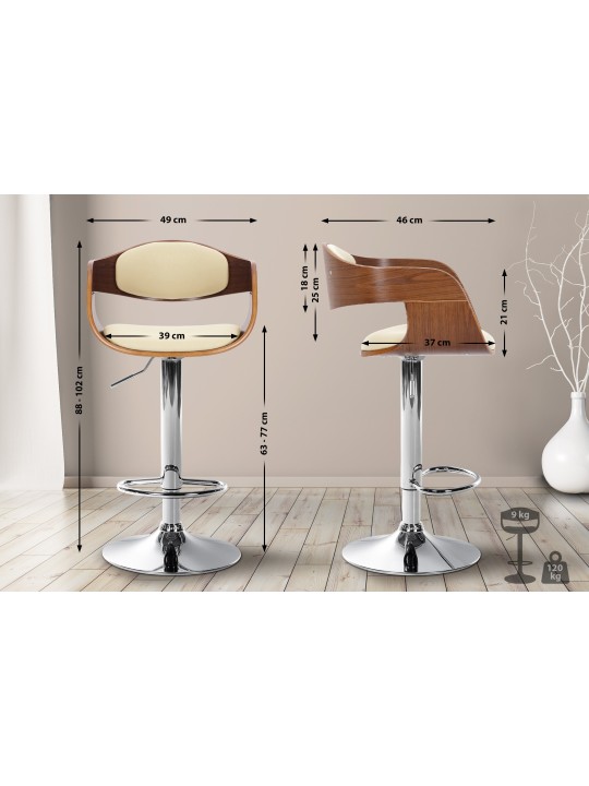 Tabouret de bar Kingston C, noyer/crème Tabouret de bar Kingston C, noyer/crème